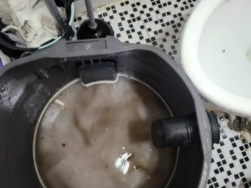 정읍 석션 장비 통에 모인 오수